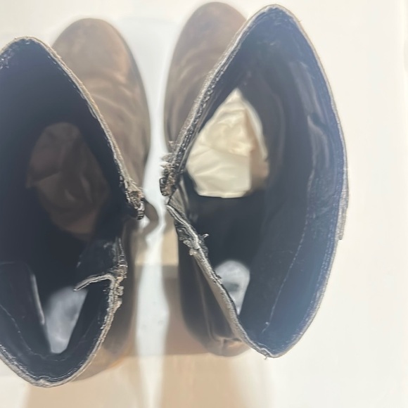 Franco Sarto Marlene leather upperBrown Ankle Boots thick heel zipper sides 7.5 - Picture 9 of 11